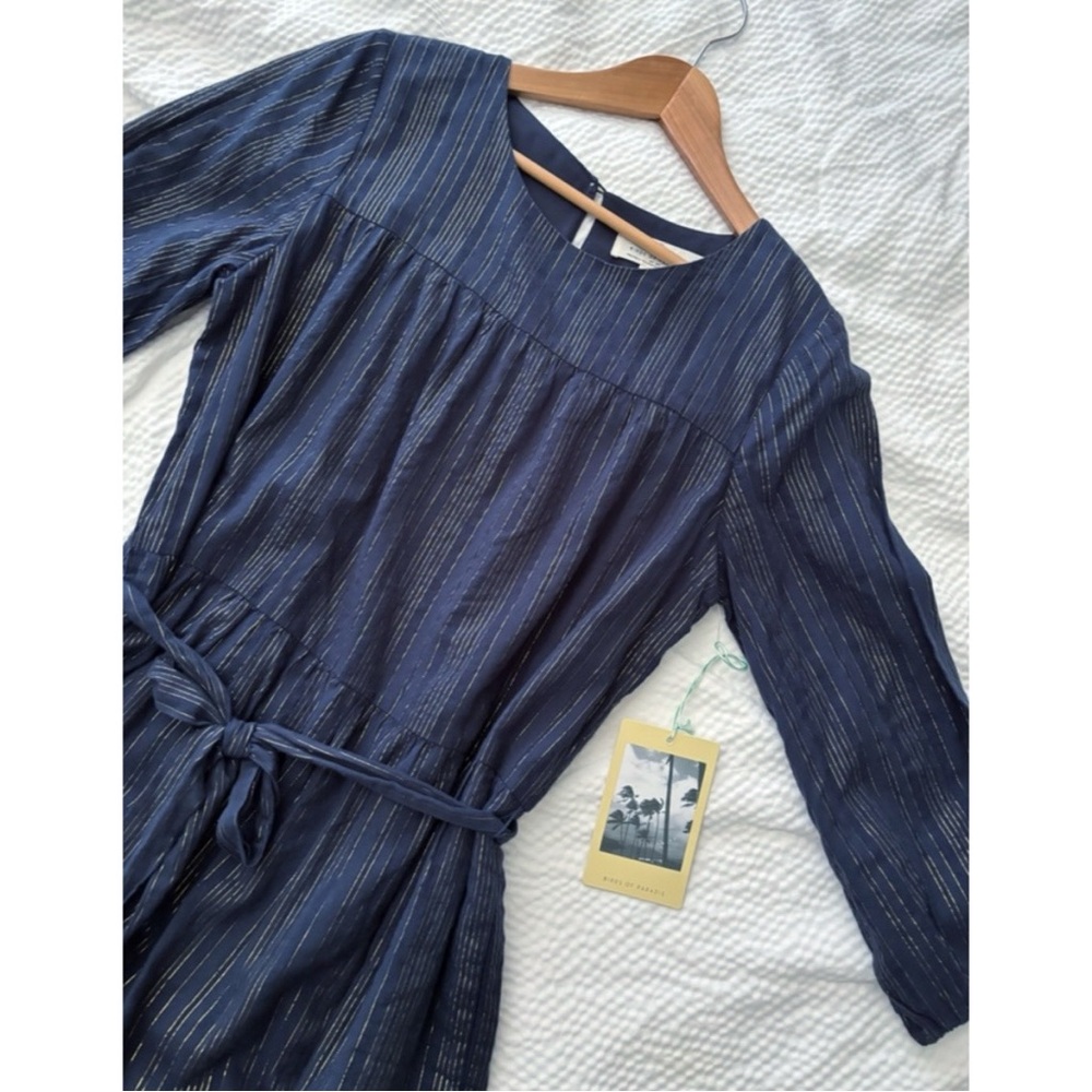 Trovata Navy Moonlit Striped Short Tiered Dress
